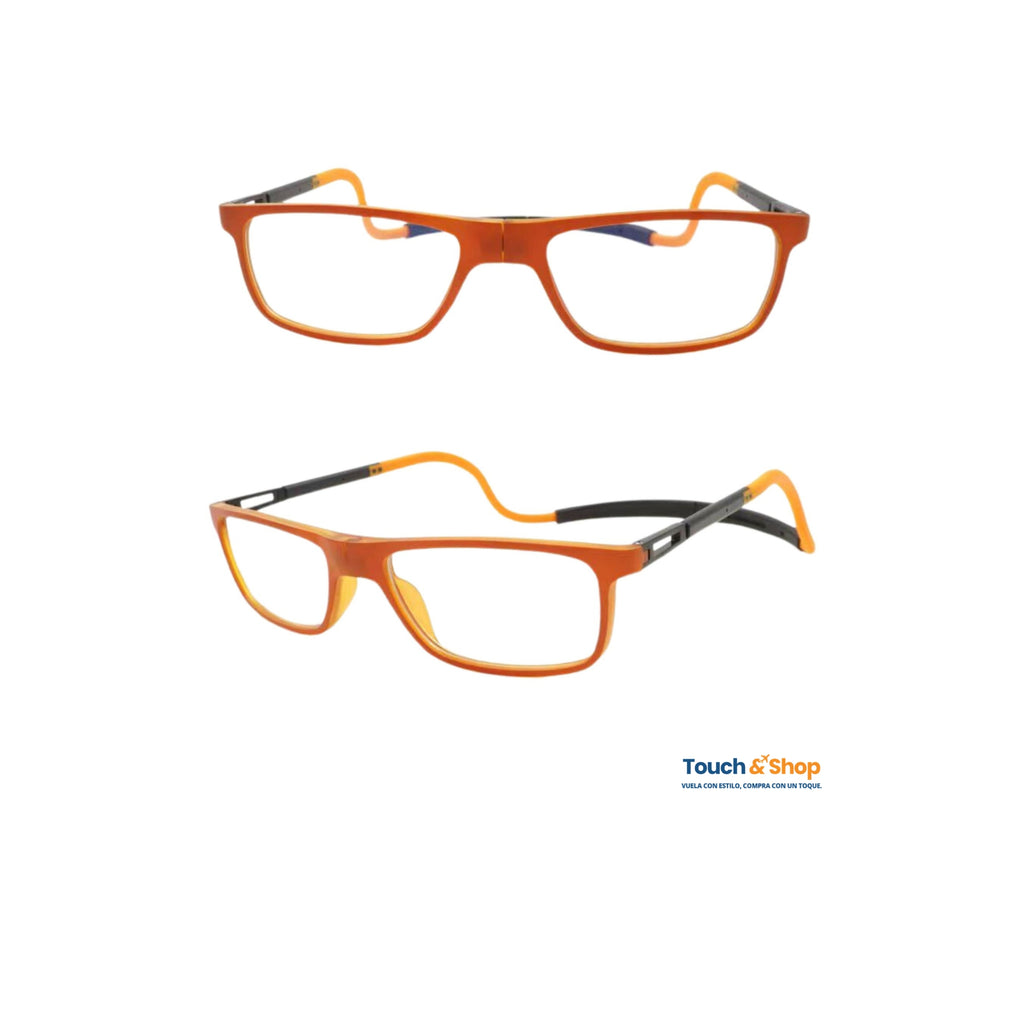 Gafas de lectura magnéticas color naranja con filtro luz azul