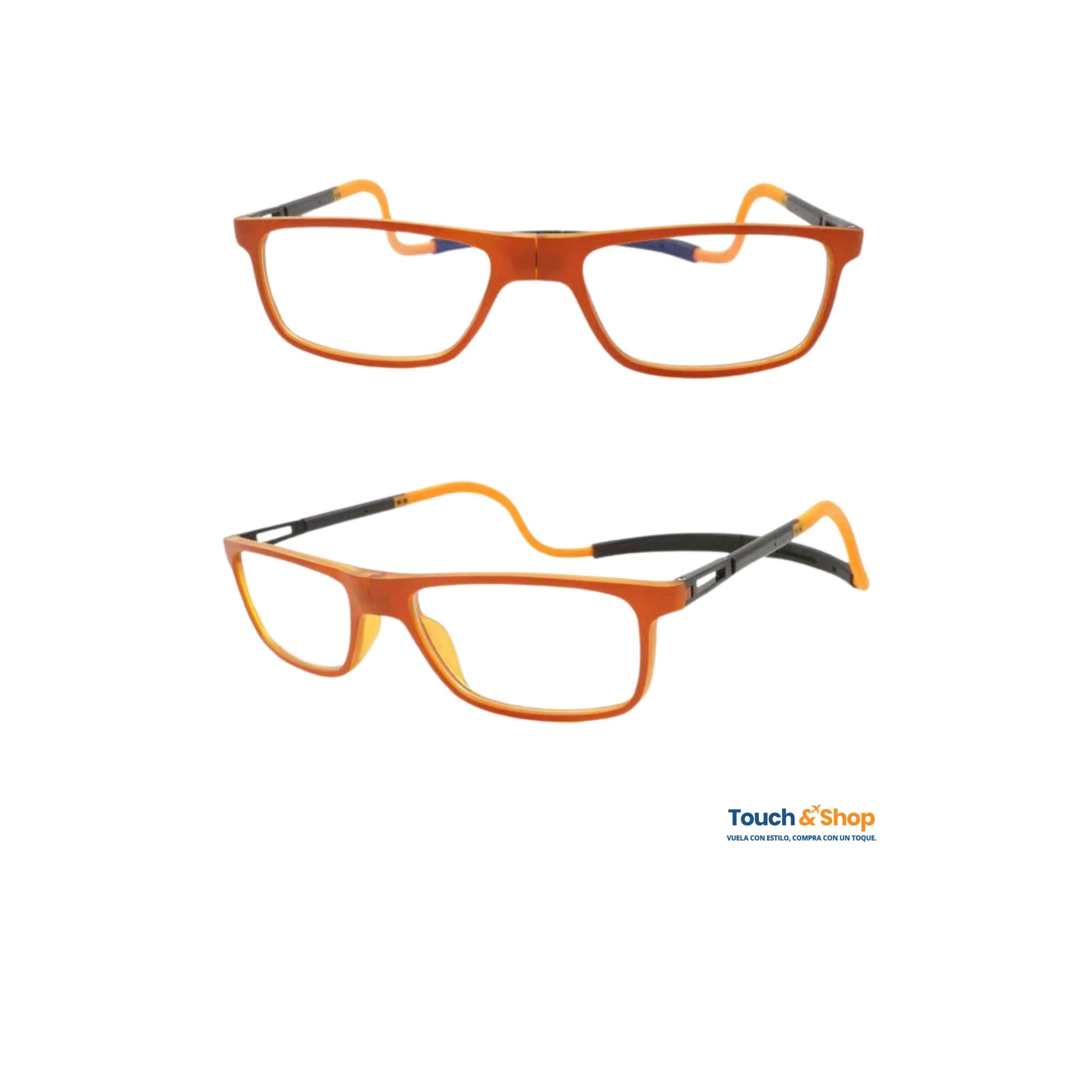 Gafas de lectura magnéticas color naranja con filtro luz azul